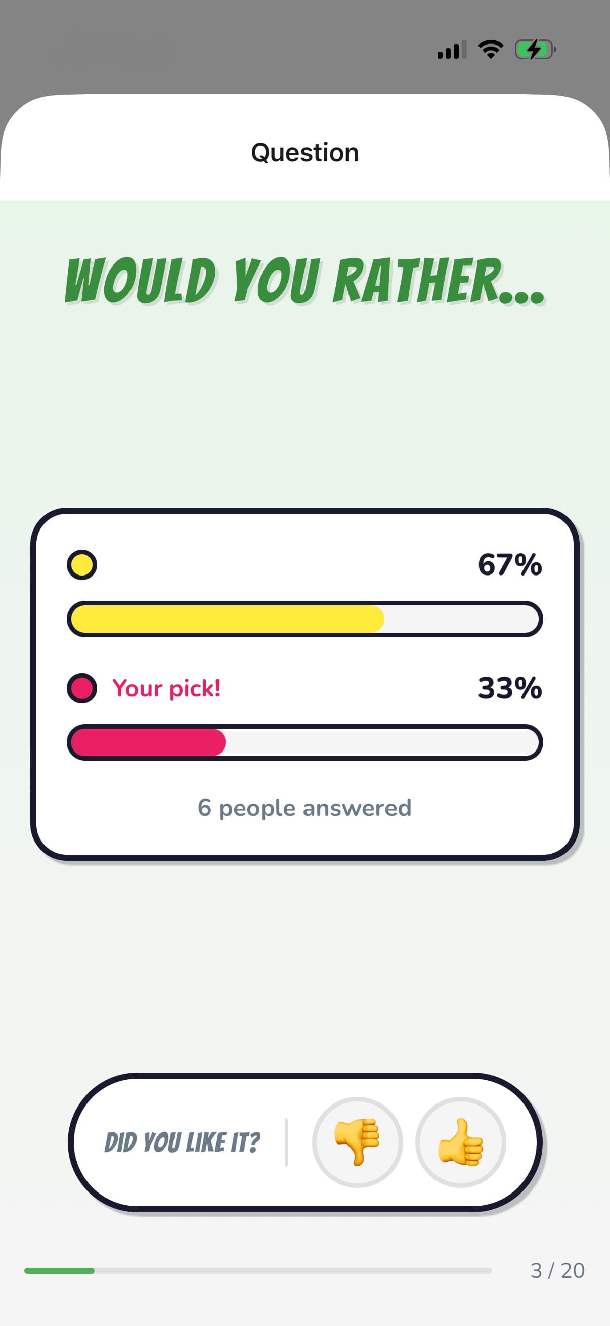 Pickle Picker app screenshot - Answer results